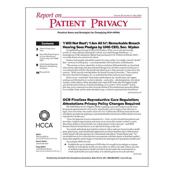 Report on Patient Privacy | Buy it now 