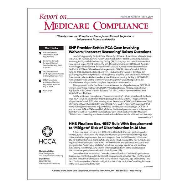 Healthcare compliance newsletter for Medicare regulations
